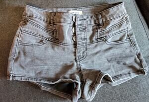 3-Button Gray Denim Short Shorts Size Small